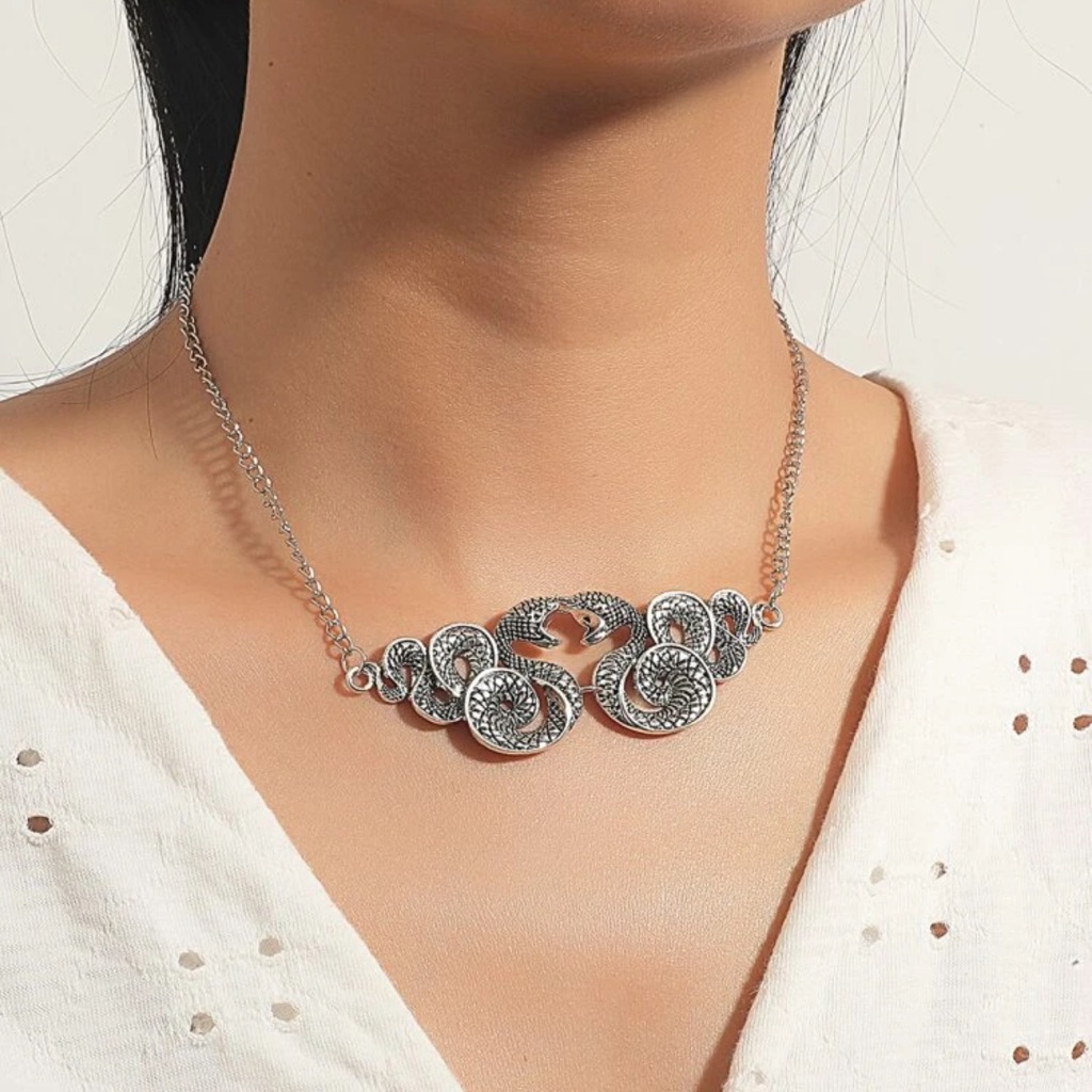 Awesome Double Serpent Snake Necklace